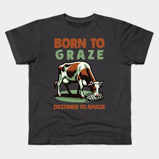 A farm cow eats grass Kids T-Shirt